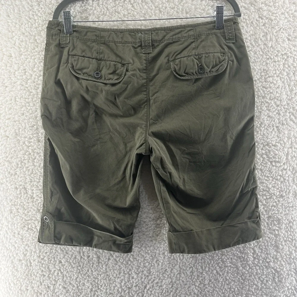 Y2K 90s Old Navy Women's Size 10 Low Rise Bermuda Shorts Green Vintage Preppy